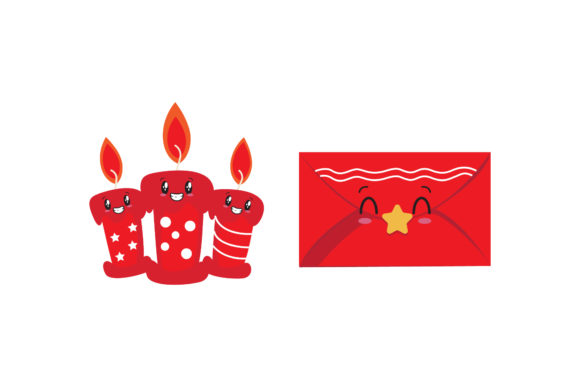 Candle Envelope Set Christmas Vectors: Graphics & Illustrations