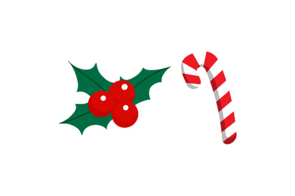 Candy Mistletoe Christmas Vector: Graphics & Illustrations