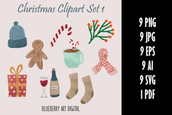 Cozy Christmas Clipart Collection: Graphics & Illustrations