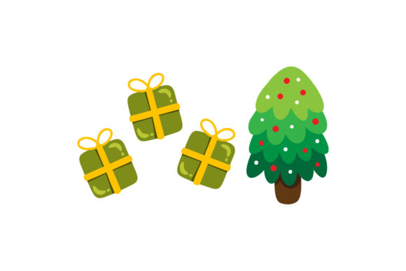 Gift Tree Set Christmas Asset: Graphics & Illustrations