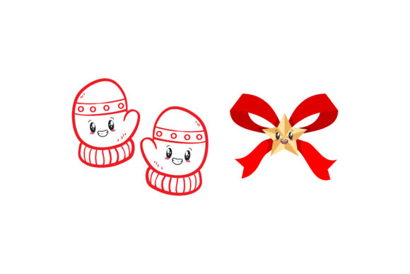 Gloves Ribbon Set Christmas Vectors Review