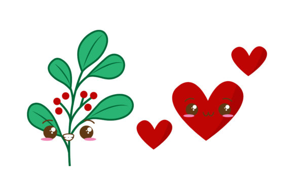 Love Mistletoe Set Christmas Vectors: Graphics & Illustrations
