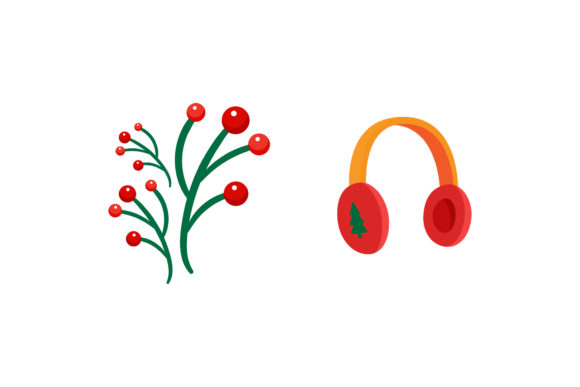 Mistletoe Headphone Christmas Vector Graphics & Illustrations