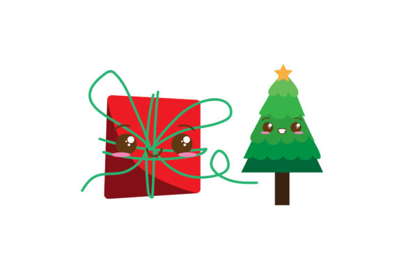 Present Tree Set Christmas Vectors: Graphics & Illustrations