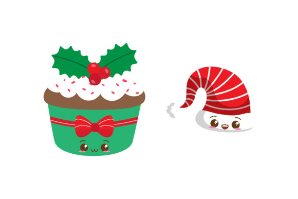 Set Cake Hat Christmas Vectors: Festive Graphics & Illustrations